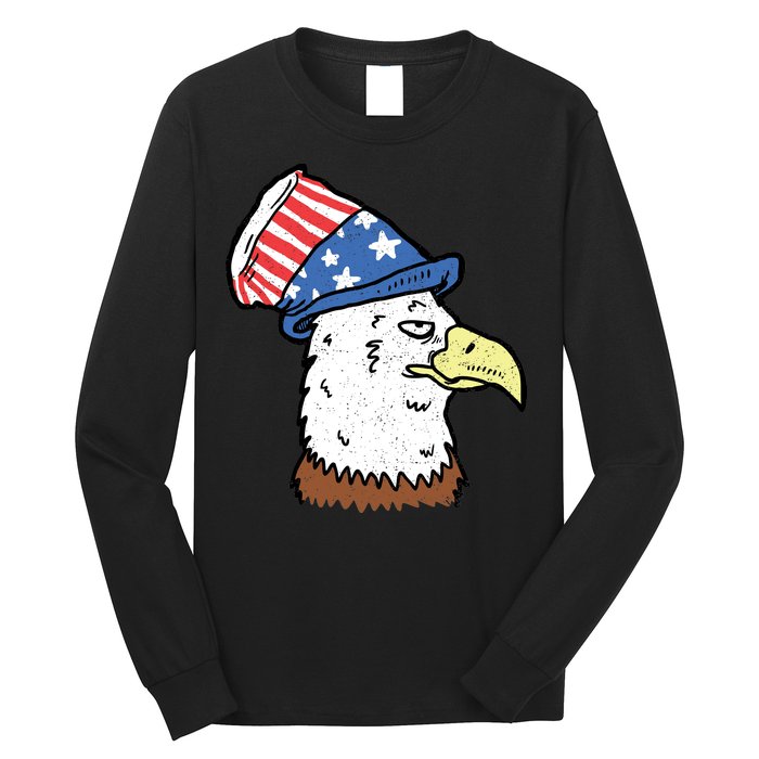 Retro Patriotic Bald Eagle  Long Sleeve Shirt