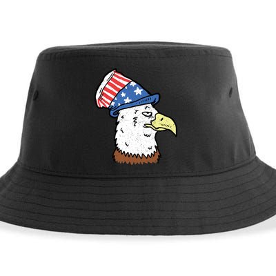 Retro Patriotic Bald Eagle  Sustainable Bucket Hat