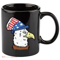 Retro Patriotic Bald Eagle  11oz C Handle Ceramic Mug