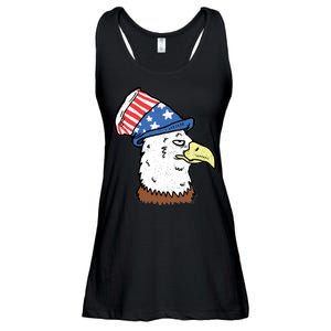 Retro Patriotic Bald Eagle  Ladies Essential Flowy Tank