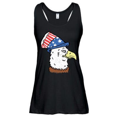 Retro Patriotic Bald Eagle  Ladies Essential Flowy Tank