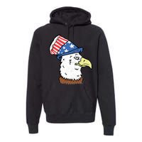 Retro Patriotic Bald Eagle  Premium Hoodie