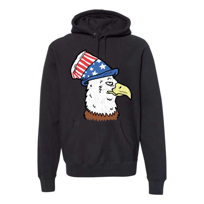 Retro Patriotic Bald Eagle  Premium Hoodie