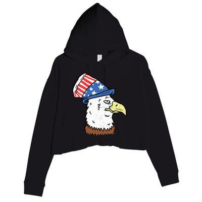 Retro Patriotic Bald Eagle  Crop Fleece Hoodie