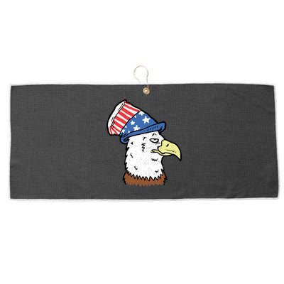 Retro Patriotic Bald Eagle  Large Microfiber Waffle Golf Towel