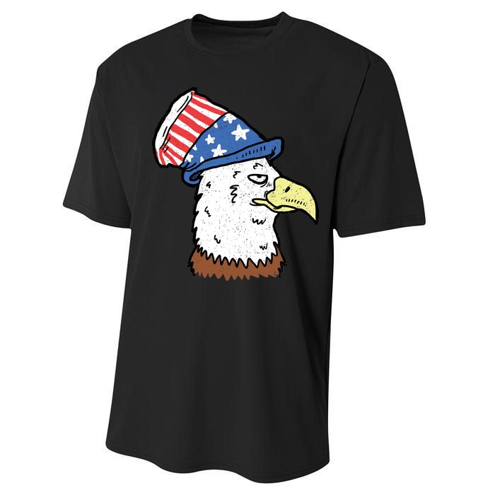 Retro Patriotic Bald Eagle  Performance Sprint T-Shirt