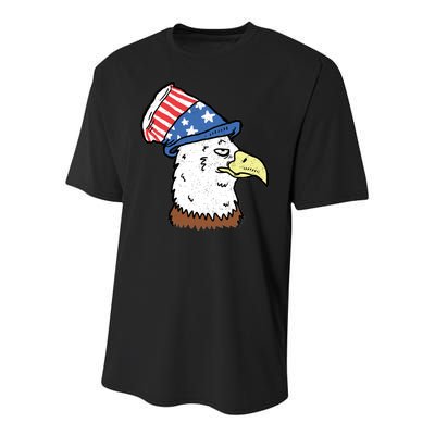 Retro Patriotic Bald Eagle  Youth Performance Sprint T-Shirt