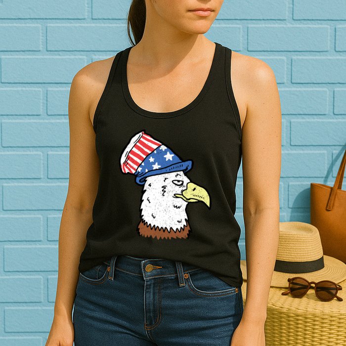 Retro Patriotic Bald Eagle  Womens Tank Top