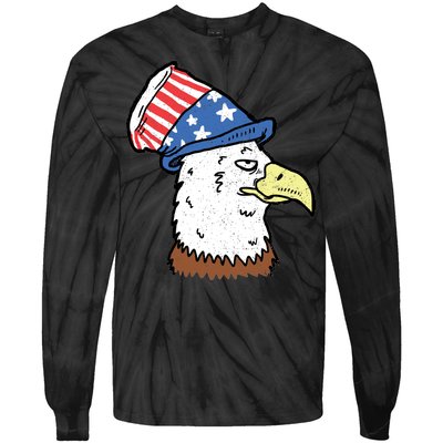 Retro Patriotic Bald Eagle  Tie-Dye Long Sleeve Shirt