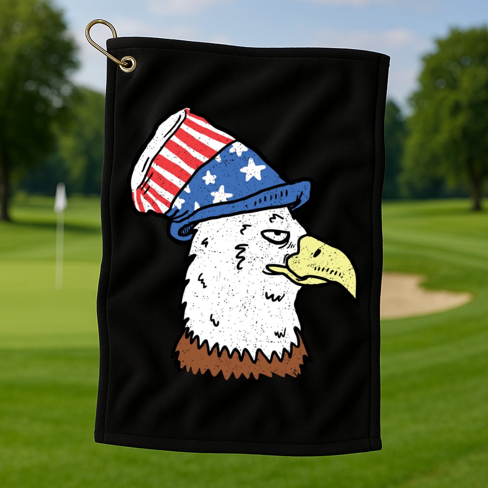 Retro Patriotic Bald Eagle  Golf Towel