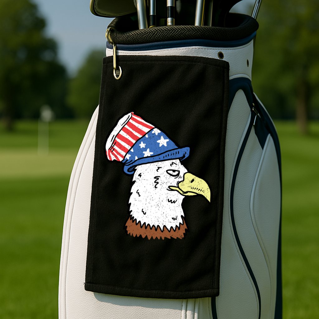 Retro Patriotic Bald Eagle  Golf Towel