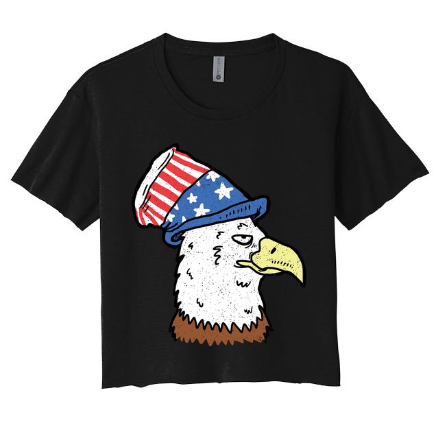 Retro Patriotic Bald Eagle  Crop Top