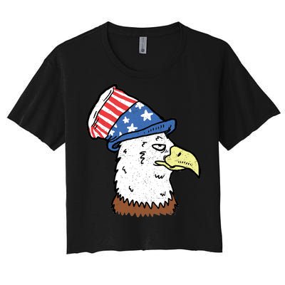 Retro Patriotic Bald Eagle  Women's Crop Top Tee