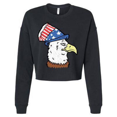 Retro Patriotic Bald Eagle  Cropped Pullover Crew