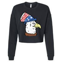 Retro Patriotic Bald Eagle  Cropped Pullover Crew