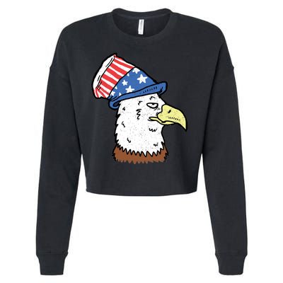 Retro Patriotic Bald Eagle  Cropped Pullover Crew