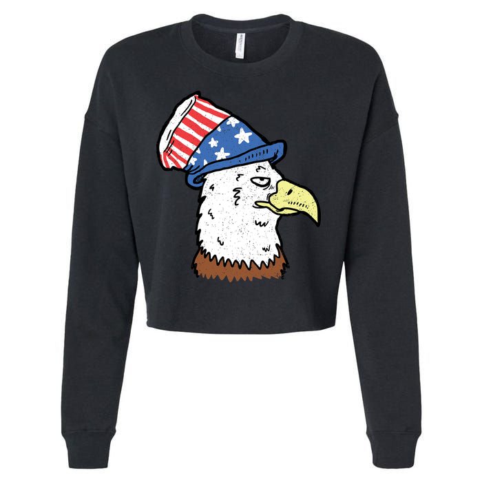 Retro Patriotic Bald Eagle  Cropped Pullover Crew