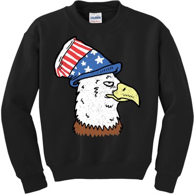 Retro Patriotic Bald Eagle  Kids Sweatshirt