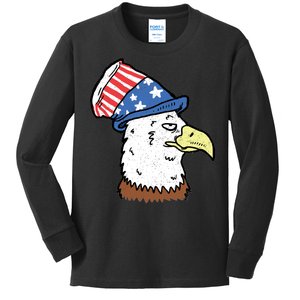 Retro Patriotic Bald Eagle  Kids Long Sleeve Shirt