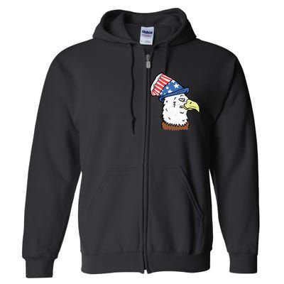 Retro Patriotic Bald Eagle  Full Zip Hoodie