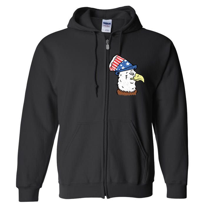 Retro Patriotic Bald Eagle  Full Zip Hoodie