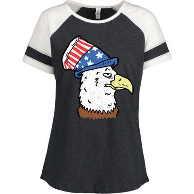 Retro Patriotic Bald Eagle  Enza Ladies Jersey Colorblock Tee