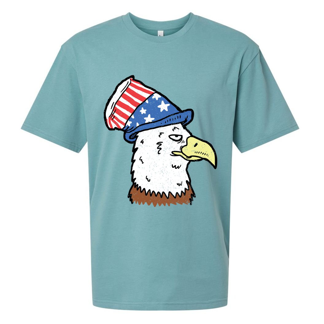 Retro Patriotic Bald Eagle  Sueded Cloud Jersey T-Shirt