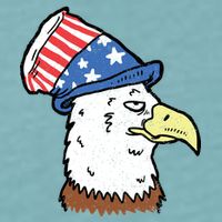 Retro Patriotic Bald Eagle  Sueded Cloud Jersey T-Shirt