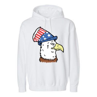 Retro Patriotic Bald Eagle  Garment-Dyed Fleece Hoodie