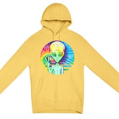 Retro Peace Alien Hippie Premium Pullover Hoodie