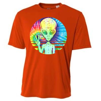 Retro Peace Alien Hippie Cooling Performance Crew T-Shirt