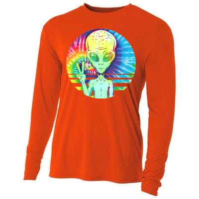 Retro Peace Alien Hippie Cooling Performance Long Sleeve Crew