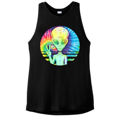 Retro Peace Alien Hippie Ladies PosiCharge Tri-Blend Wicking Tank