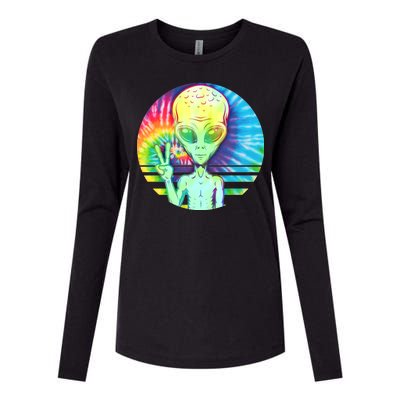 Retro Peace Alien Hippie Womens Cotton Relaxed Long Sleeve T-Shirt