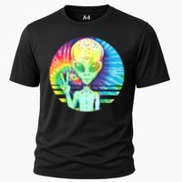 Retro Peace Alien Hippie Cooling Performance Crew T-Shirt