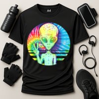 Retro Peace Alien Hippie Cooling Performance Crew T-Shirt