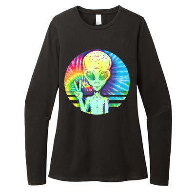 Retro Peace Alien Hippie Womens CVC Long Sleeve Shirt