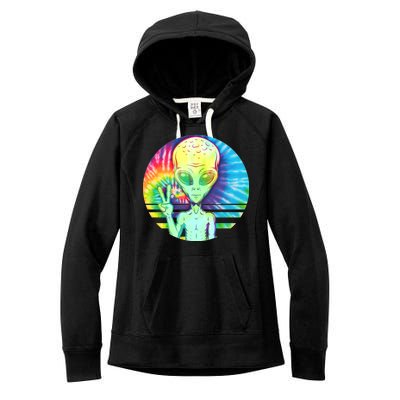 Retro Peace Alien Hippie Women's Fleece Hoodie