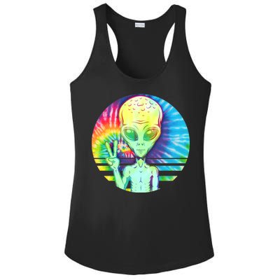 Retro Peace Alien Hippie Ladies PosiCharge Competitor Racerback Tank