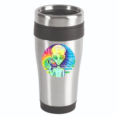 Retro Peace Alien Hippie 16oz Travel Tumbler