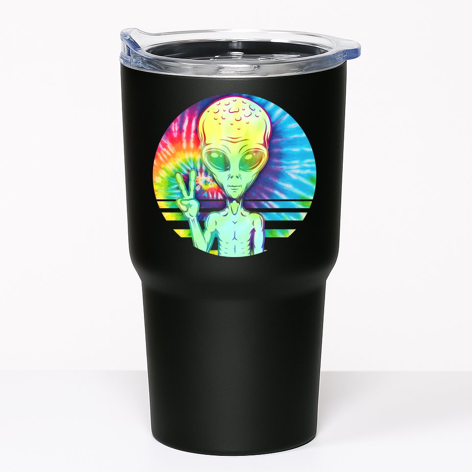 Retro Peace Alien Hippie Tumbler