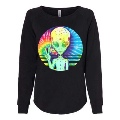 Retro Peace Alien Hippie Womens California Wash Sweatshirt