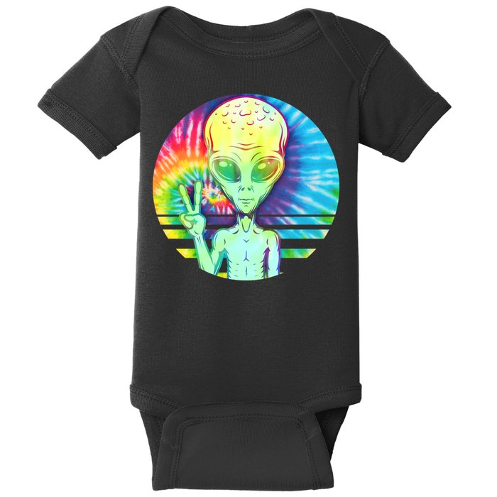 Retro Peace Alien Hippie Baby Bodysuit