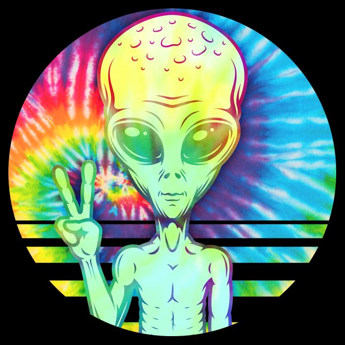 Retro Peace Alien Hippie Baby Bodysuit