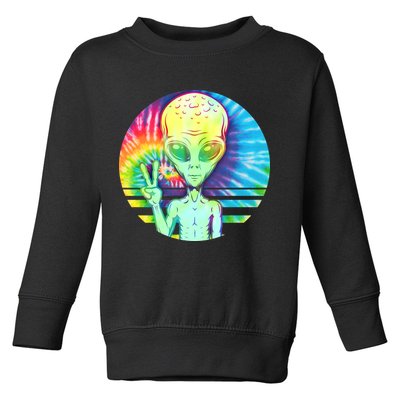 Retro Peace Alien Hippie Toddler Sweatshirt