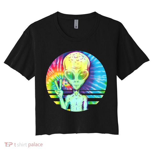 Retro Peace Alien Hippie Crop Top