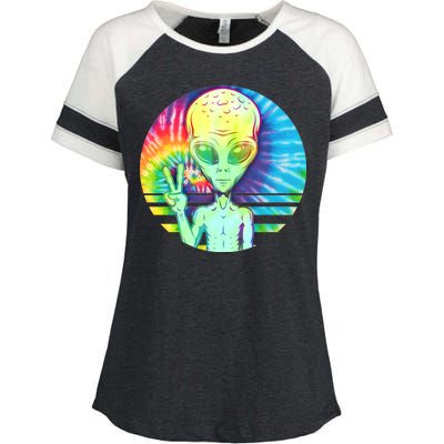 Retro Peace Alien Hippie Enza Ladies Jersey Colorblock Tee