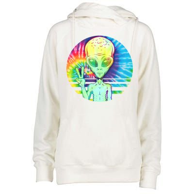 Retro Peace Alien Hippie Womens Funnel Neck Pullover Hood