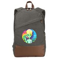 Retro Peace Alien Hippie Cotton Canvas Backpack