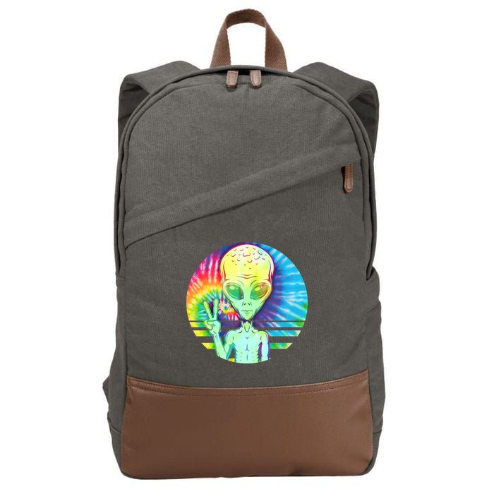 Retro Peace Alien Hippie Cotton Canvas Backpack